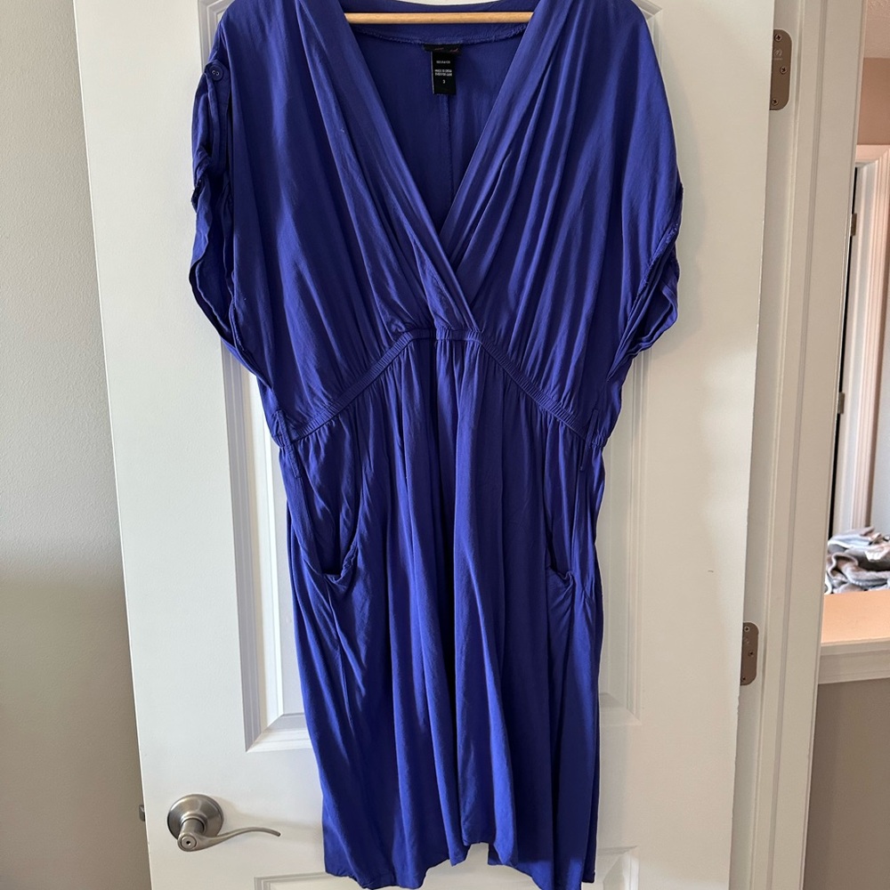 Cotton Blue V-Neck Dress